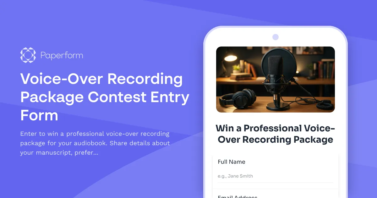 Voice-Over Recording Package Contest Entry Form