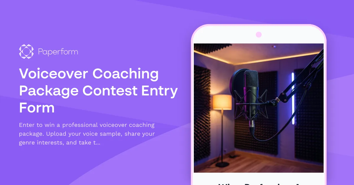 Voiceover Coaching Package Contest Entry Form