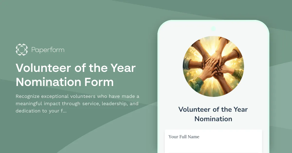 Volunteer of the Year Nomination Form