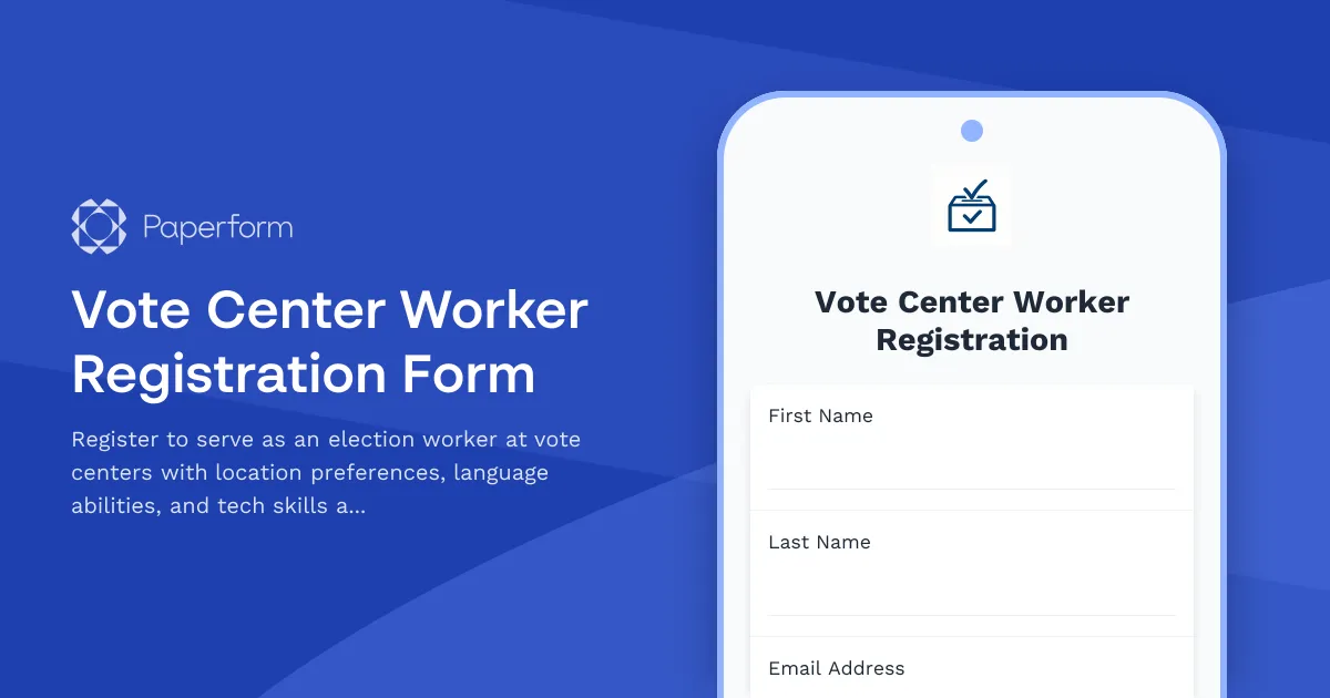 Vote Center Worker Registration Form