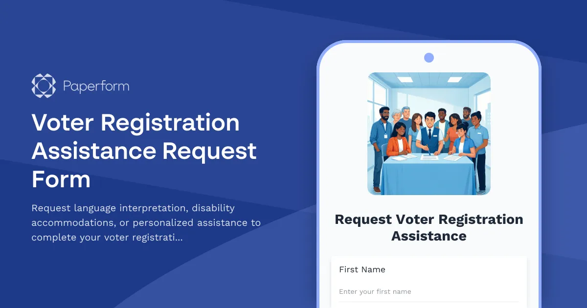 Voter Registration Assistance Request Form