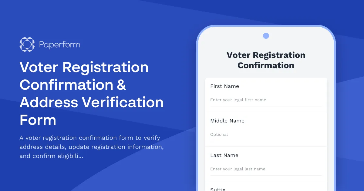 Voter Registration Confirmation & Address Verification Form