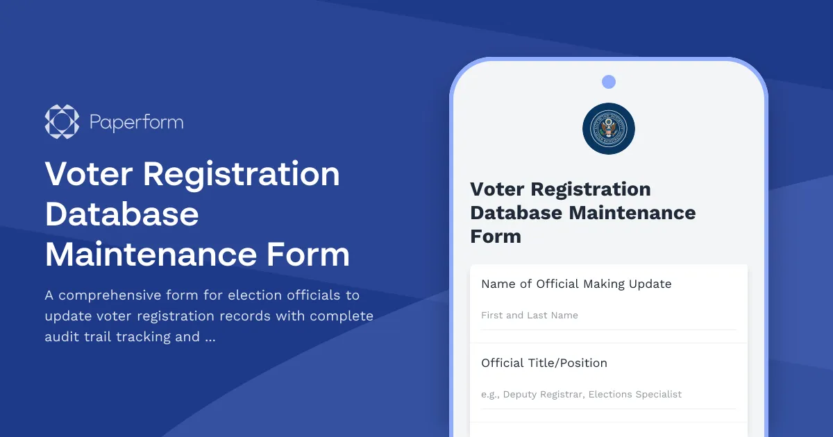 Voter Registration Database Maintenance Form