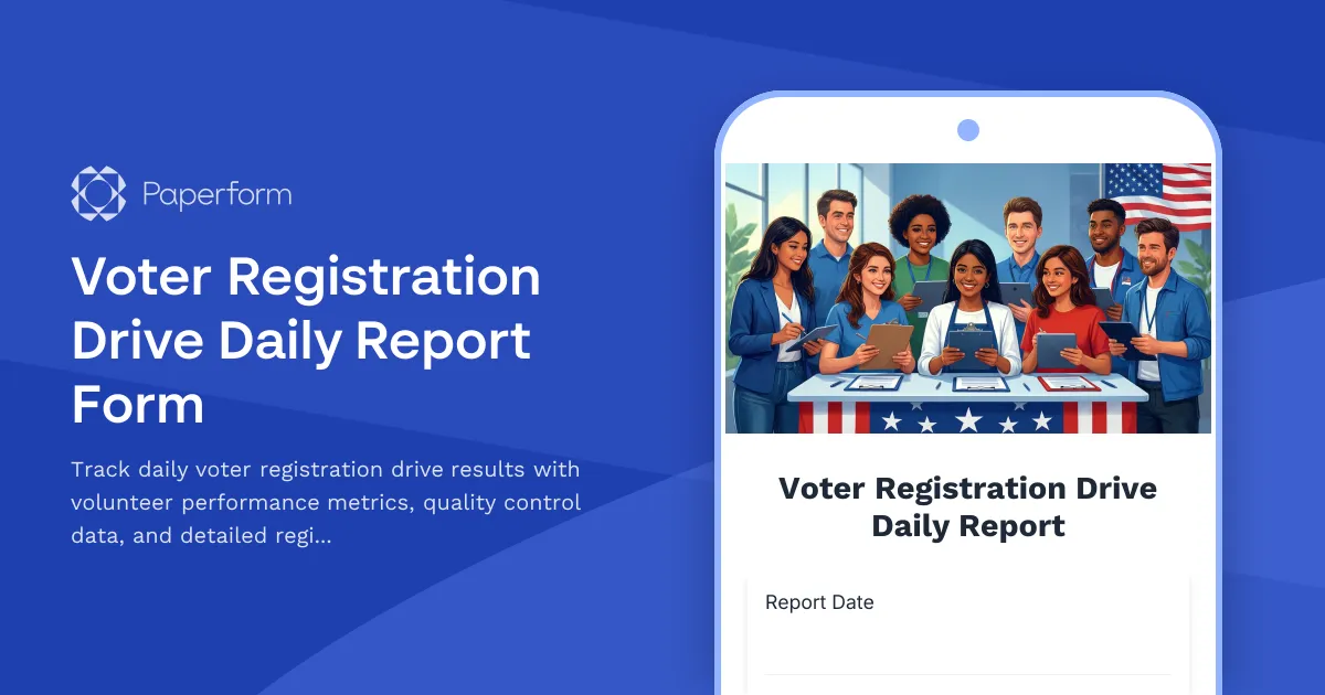 Voter Registration Drive Daily Report Form