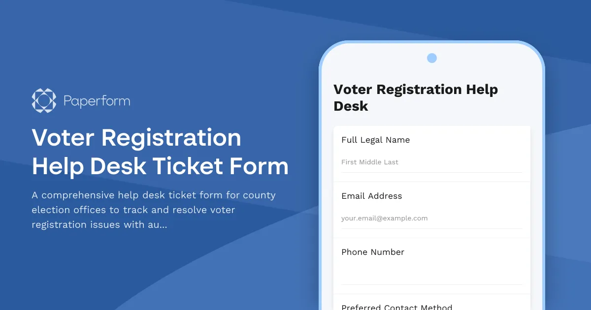 Voter Registration Help Desk Ticket Form