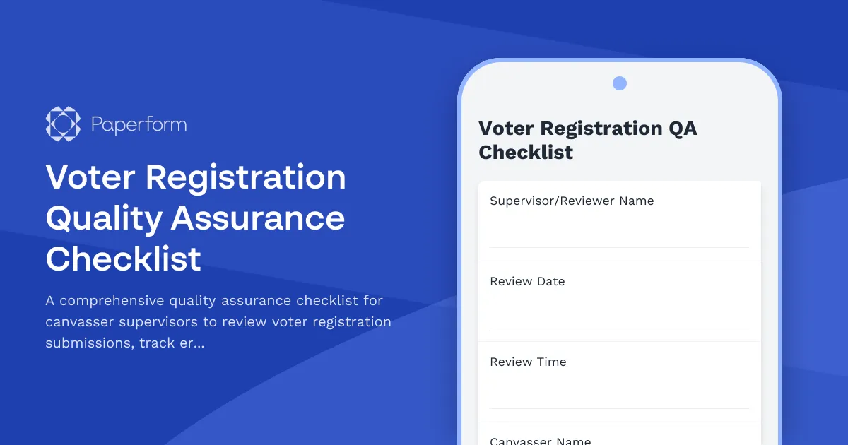 Voter Registration Quality Assurance Checklist