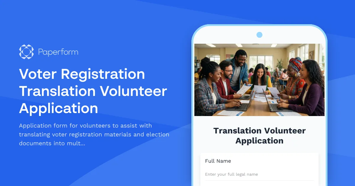 Voter Registration Translation Volunteer Application