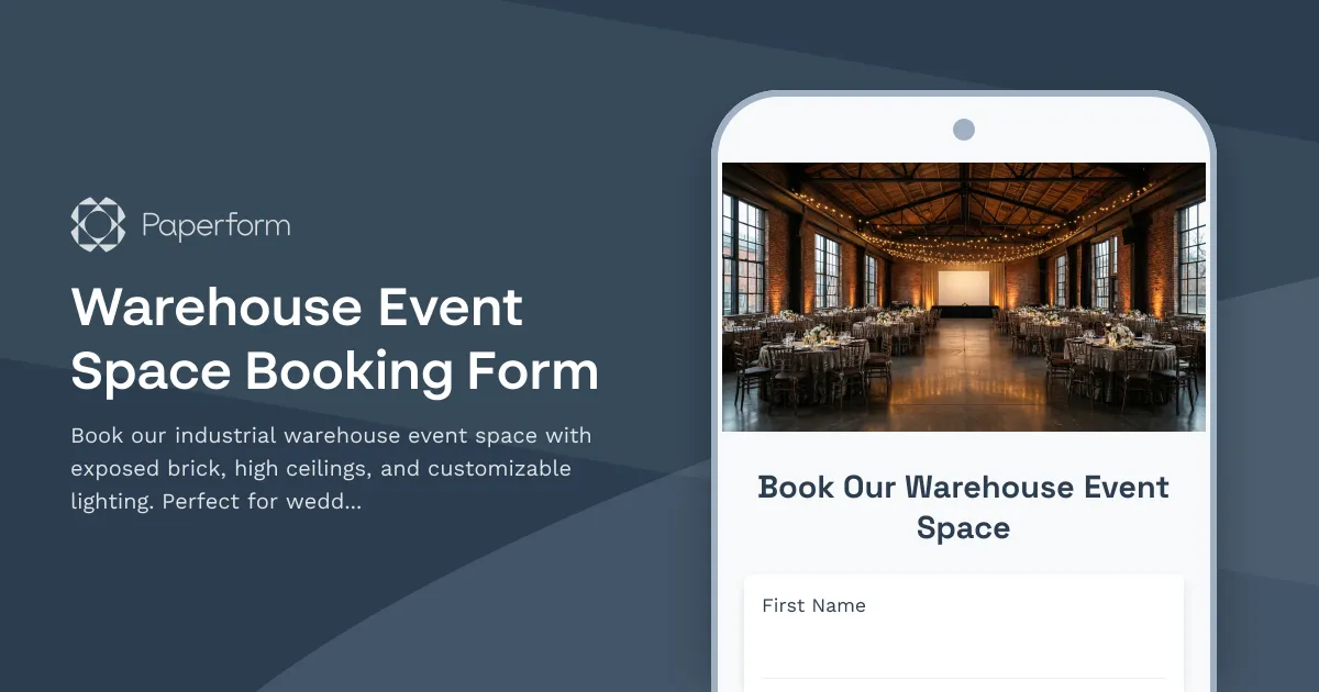 Warehouse Event Space Booking Form