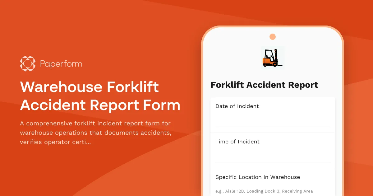Warehouse Forklift Accident Report Form