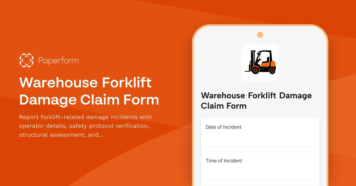Warehouse Forklift Damage Claim Form
