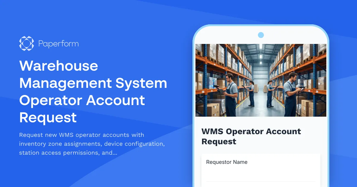 Warehouse Management System Operator Account Request