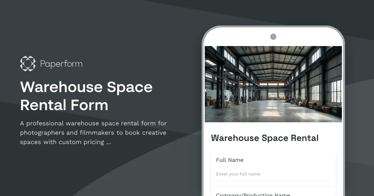Warehouse Space Rental Form