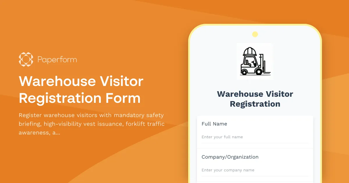 Warehouse Visitor Registration Form