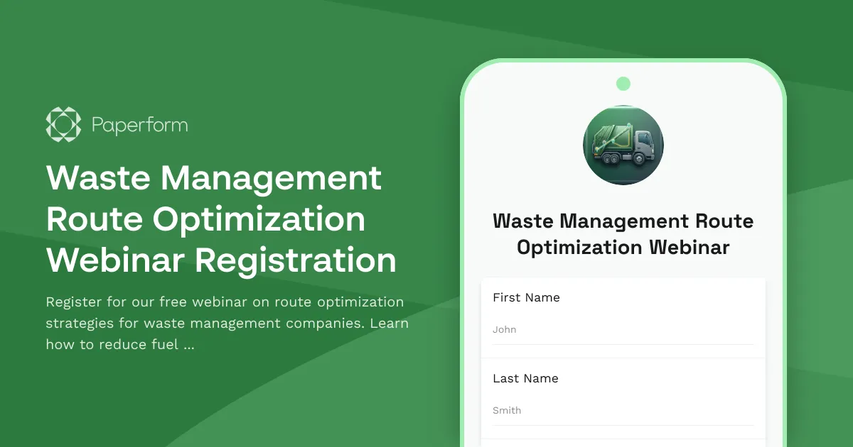Waste Management Route Optimization Webinar Registration