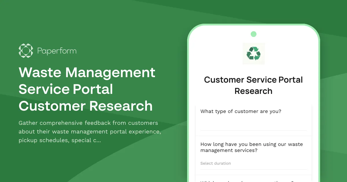 Waste Management Service Portal Customer Research