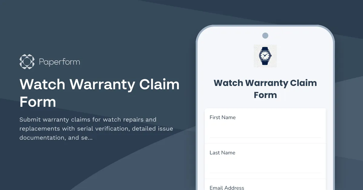 Watch Warranty Claim Form