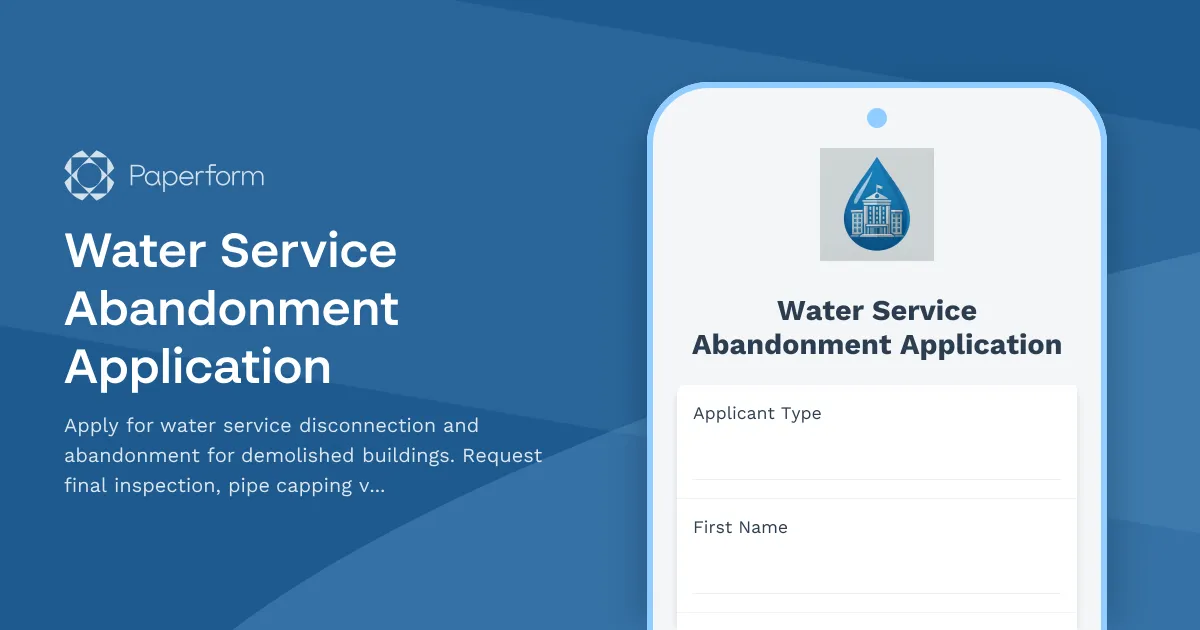 Water Service Abandonment Application
