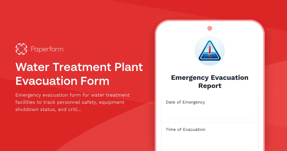 Water Treatment Plant Evacuation Form