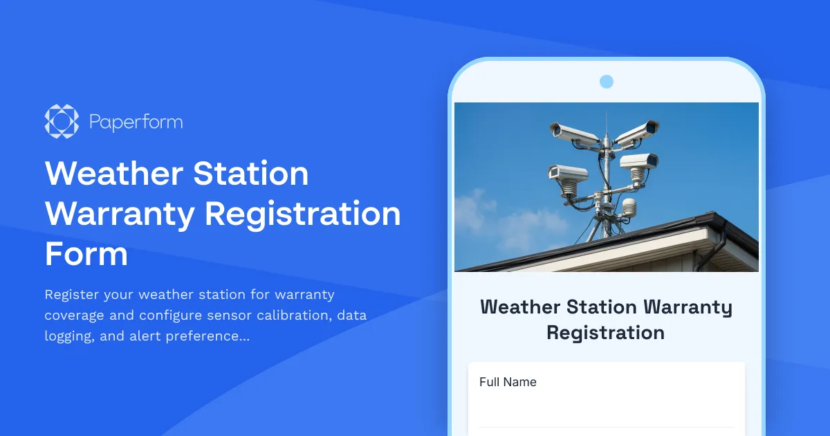 Weather Station Warranty Registration Form