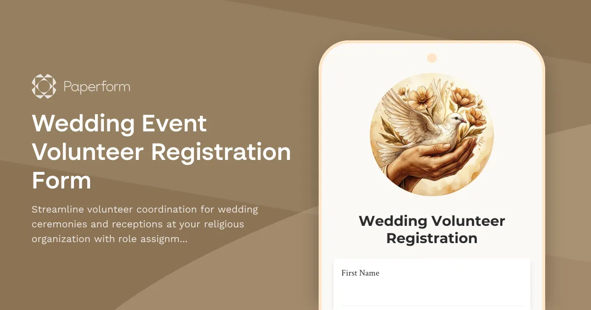 Wedding Event Volunteer Registration Form