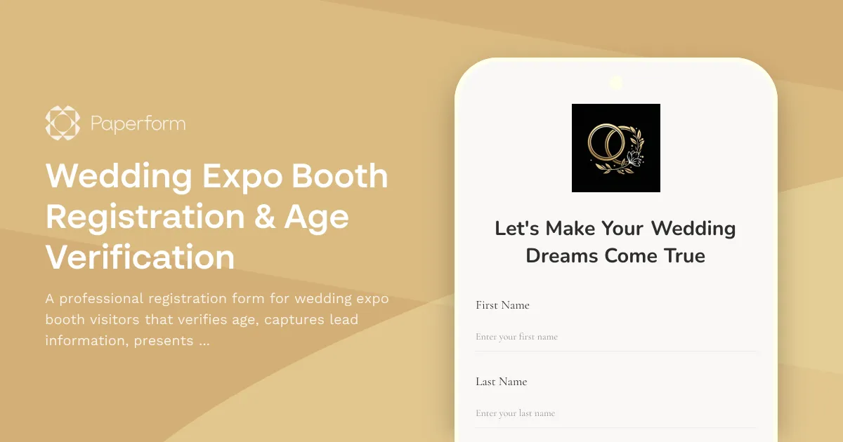 Wedding Expo Booth Registration & Age Verification
