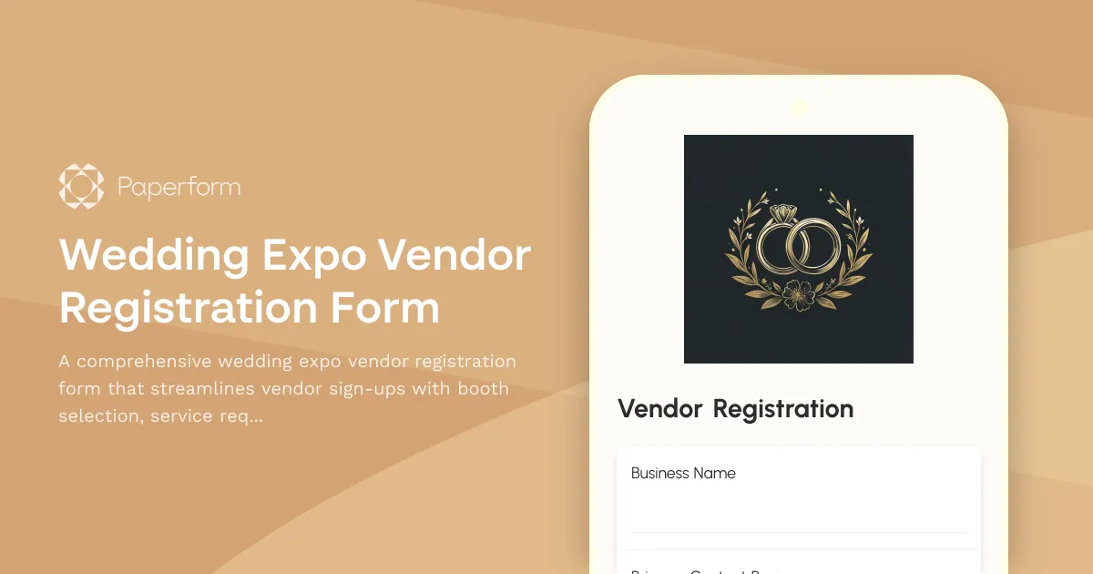 Wedding Expo Vendor Registration Form
