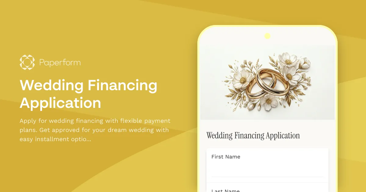 Wedding Financing Application