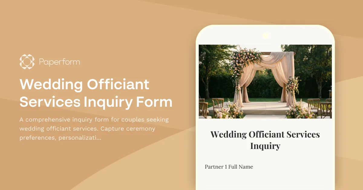 Wedding Officiant Services Inquiry Form