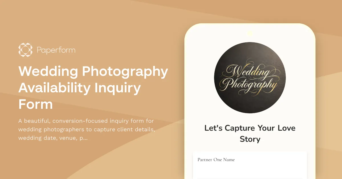 Wedding Photography Availability Inquiry Form