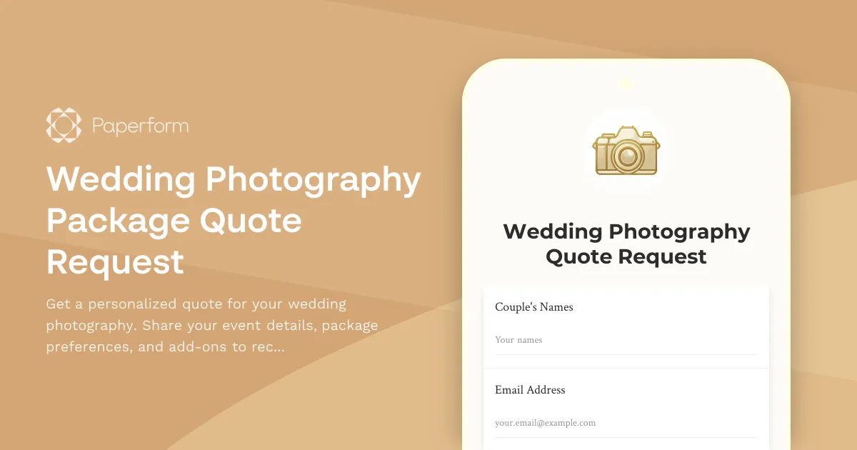 Wedding Photography Package Quote Request