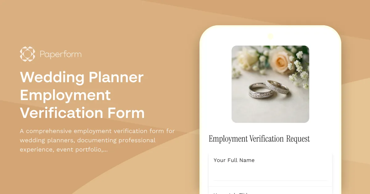 Wedding Planner Employment Verification Form
