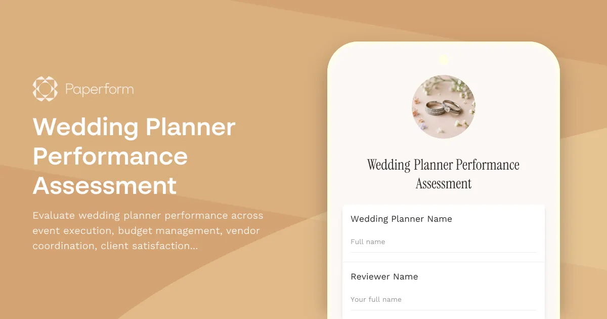 Wedding Planner Performance Assessment