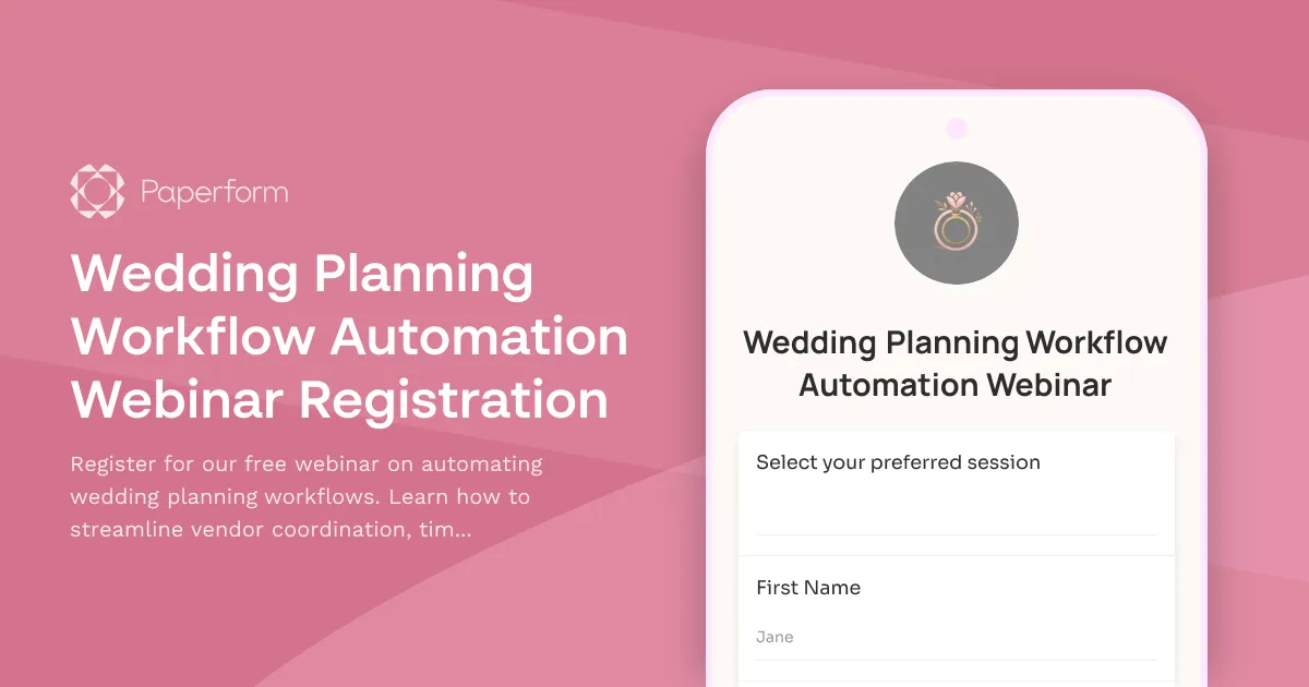 Wedding Planning Workflow Automation Webinar Registration