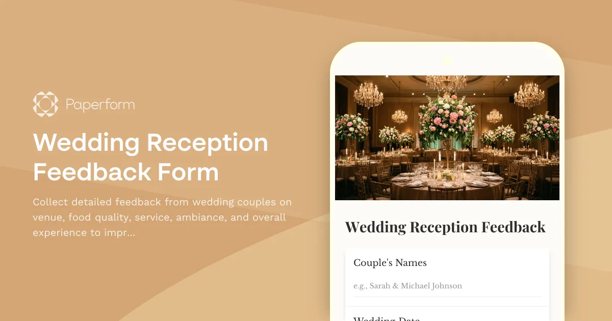 Wedding Reception Feedback Form