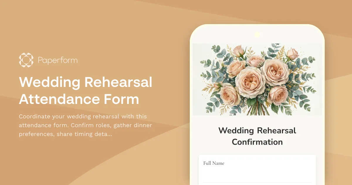 Wedding Rehearsal Attendance Form