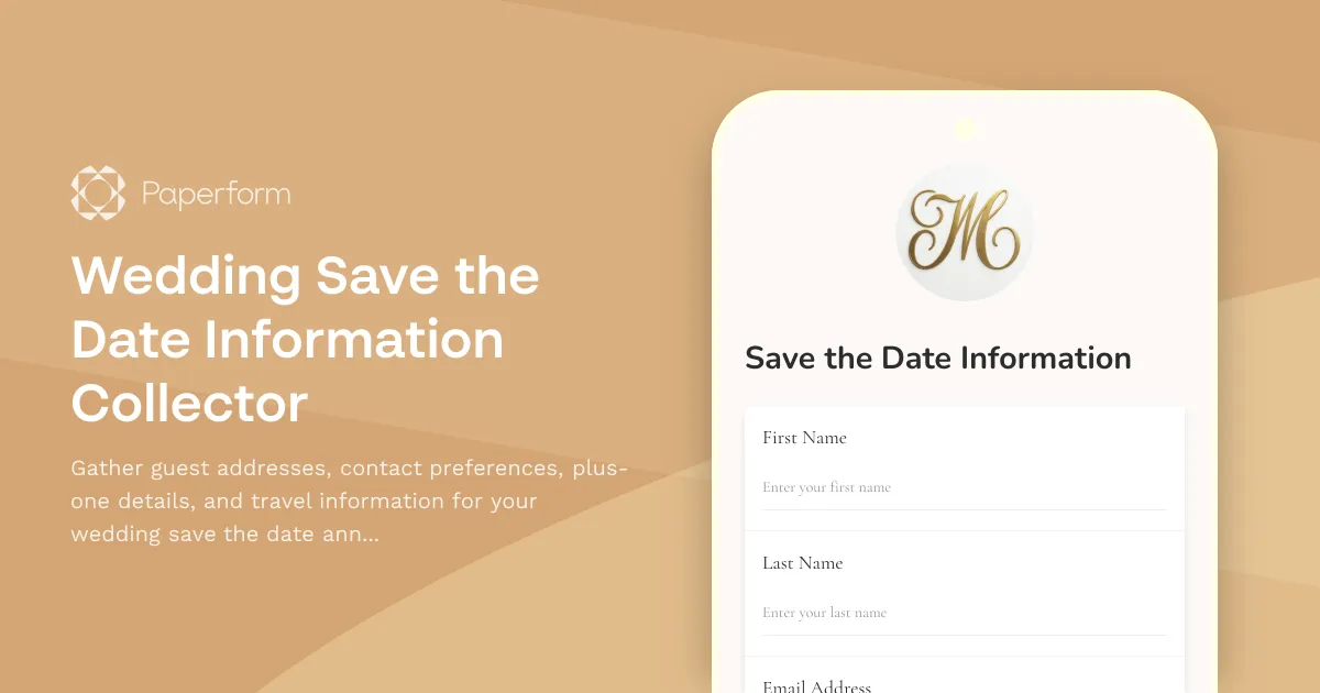 Wedding Save the Date Information Collector