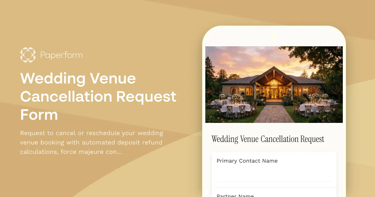 Wedding Venue Cancellation Request Form