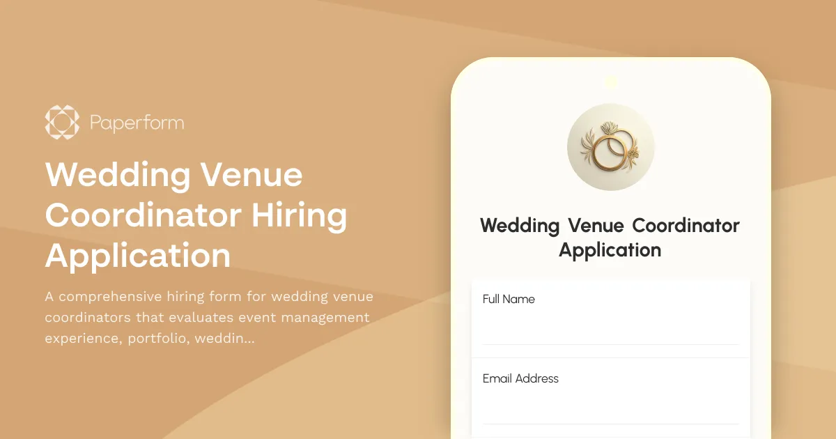 Wedding Venue Coordinator Hiring Application