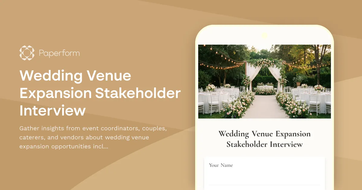 Wedding Venue Expansion Stakeholder Interview