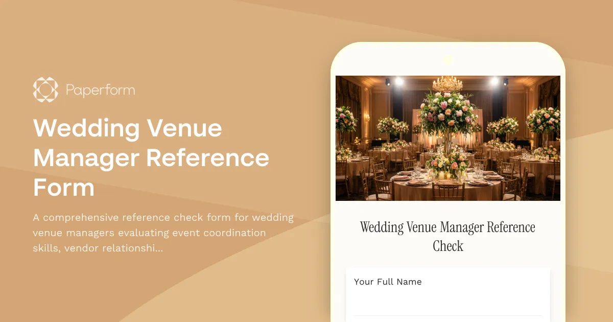 Wedding Venue Manager Reference Form