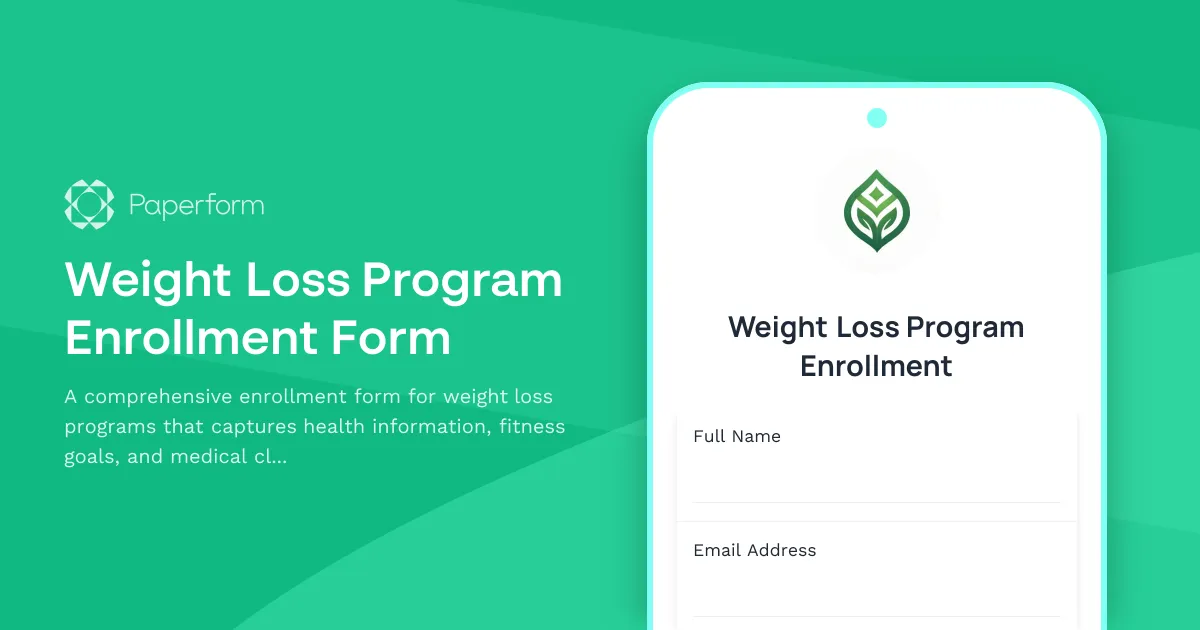 Weight Loss Program Enrollment Form