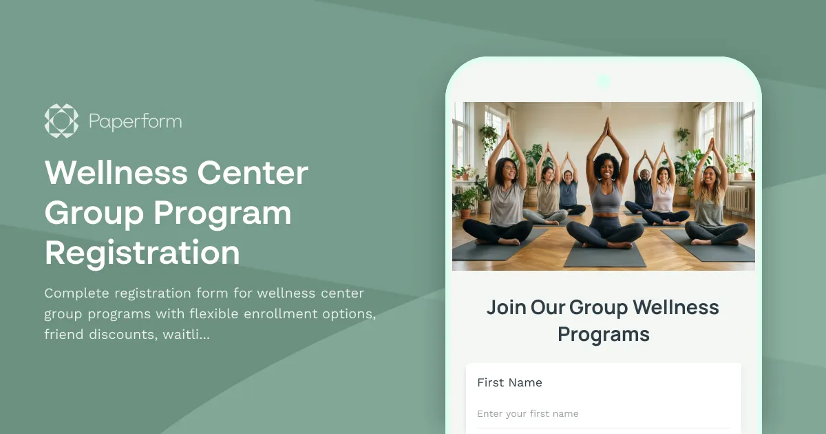 Wellness Center Group Program Registration