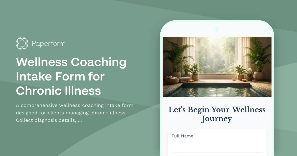 Wellness Coaching Intake Form for Chronic Illness