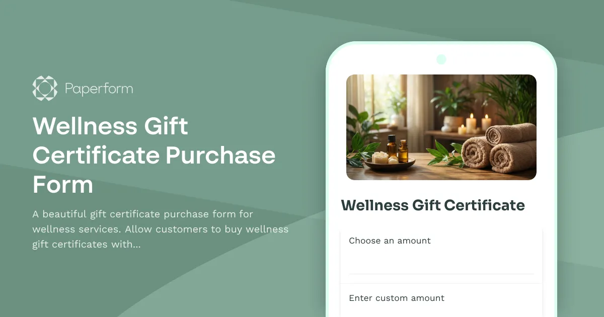 Wellness Gift Certificate Purchase Form