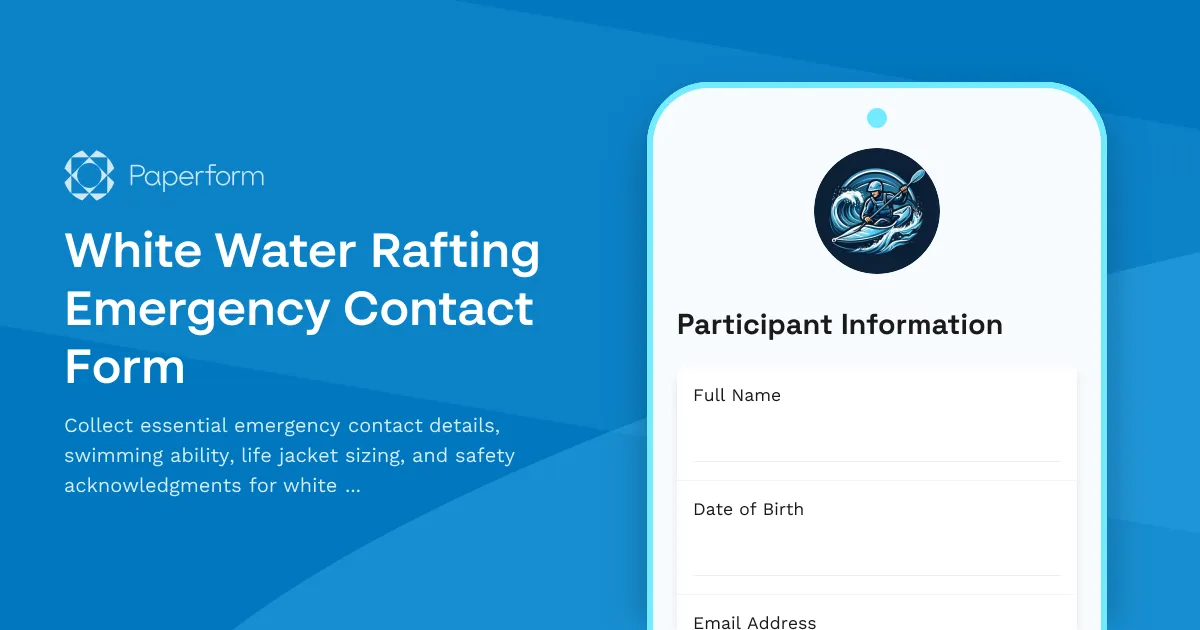 White Water Rafting Emergency Contact Form