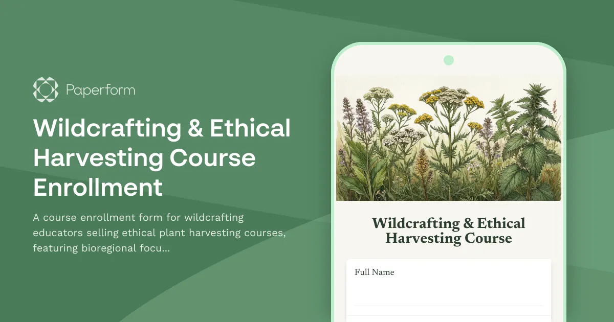 Wildcrafting & Ethical Harvesting Course Enrollment