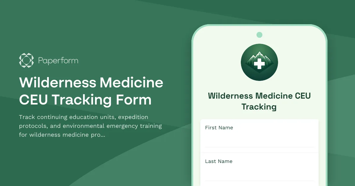 Wilderness Medicine CEU Tracking Form