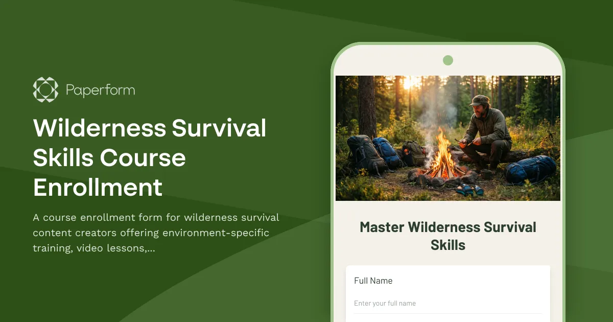 Wilderness Survival Skills Course Enrollment