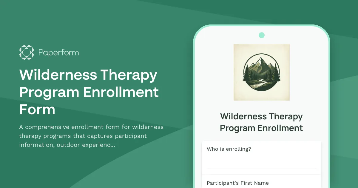 Wilderness Therapy Program Enrollment Form