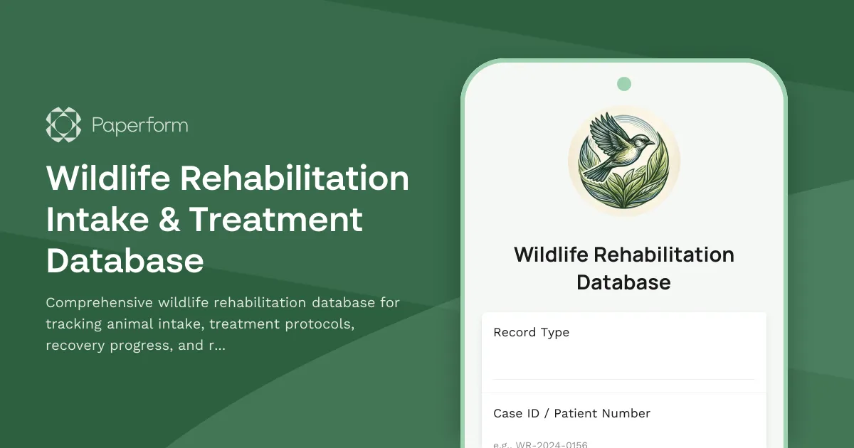 Wildlife Rehabilitation Intake & Treatment Database